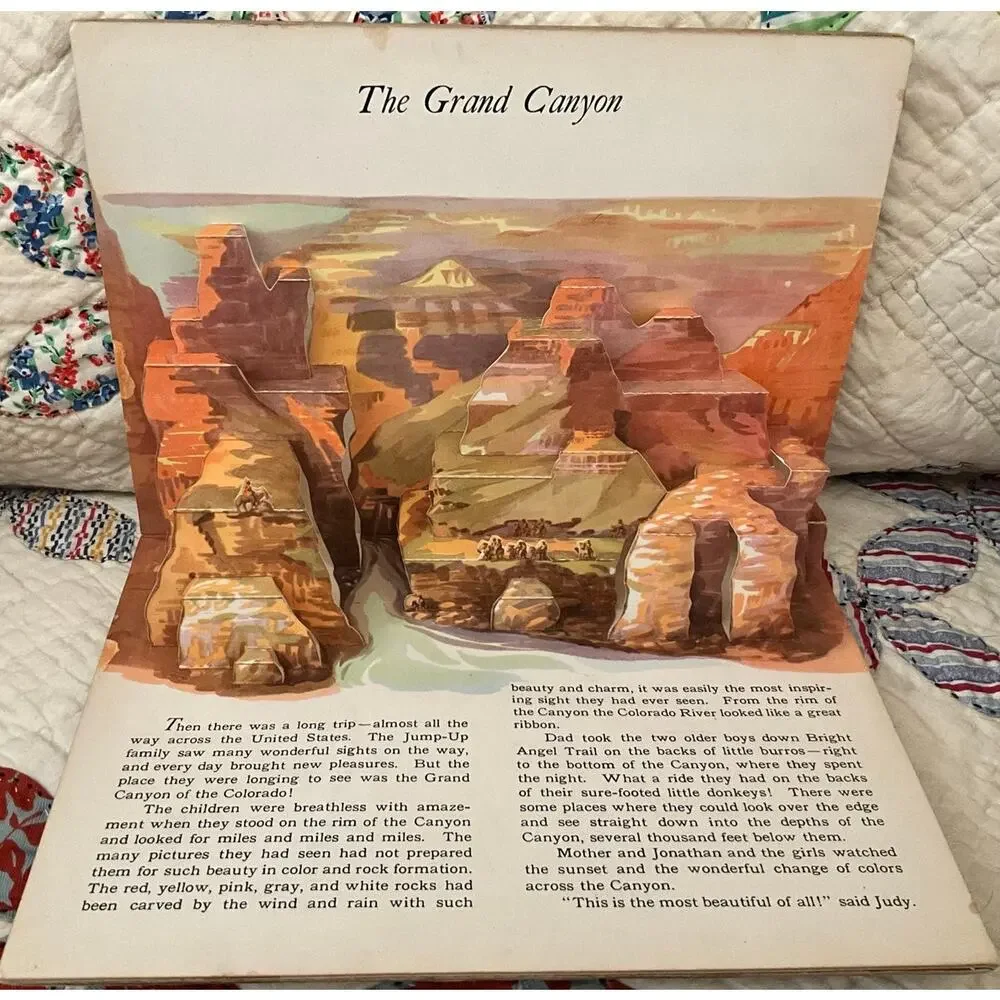 Vintage Jolly Jump-Up Pop-Up 3D Books Vacation Trips 1942 McLoughlin Bros. Inc